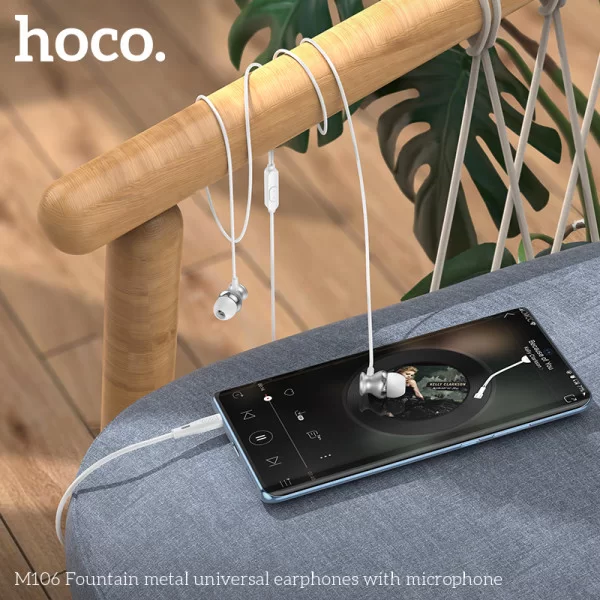 Наушники Hoco M106 Fountain metal (1.2 м) [Silver]